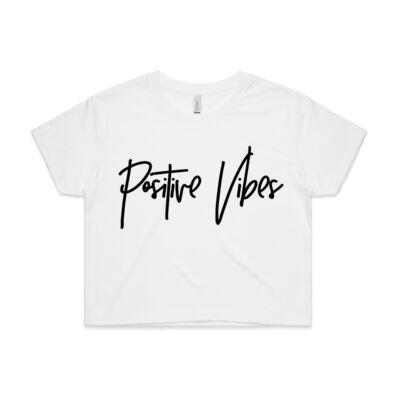 Positive Vibes - Women's Crop Tee (White) Thumbnail